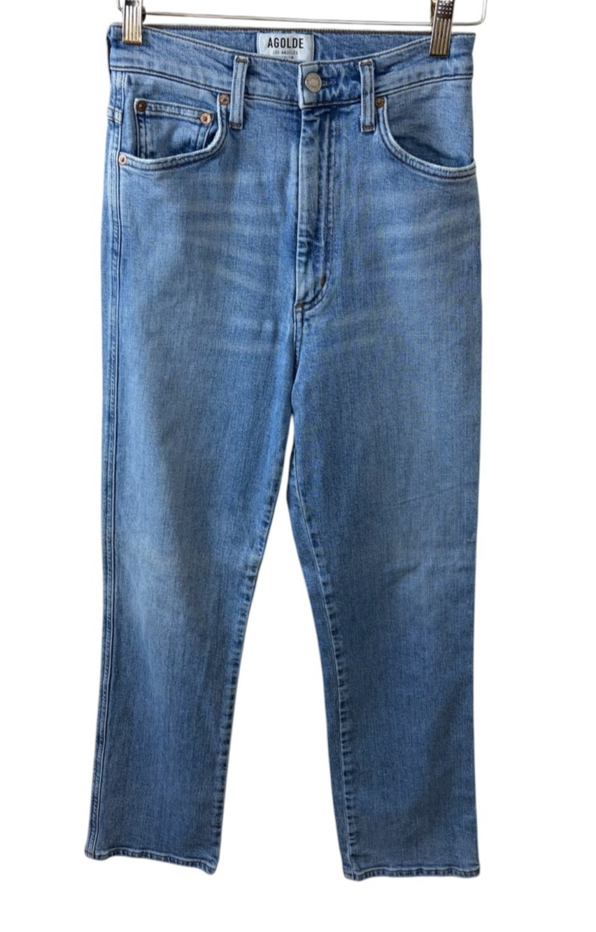AGOLDE Jeans 90s Pinch Waist Kick High Rise Organic Cotton Blue Denim 25